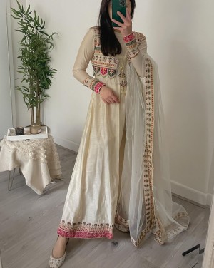 Taffeta Silk Gown with Dupatta